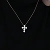 18K Yollow Gold Round Lab Diamond 6-Stone Cross Pendant Necklace