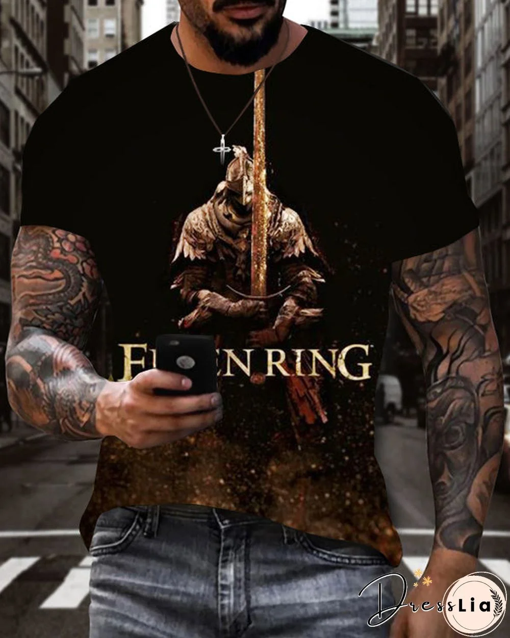 Men's ELDEN RING 3D Printed Casual Short Sleeve Top