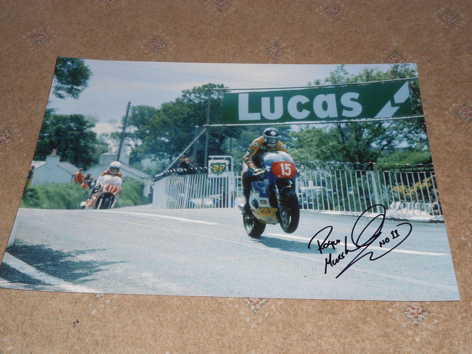 Roger Marshall Signed Large Photo Poster painting Isle of Man TT 18x12 Very Rare.