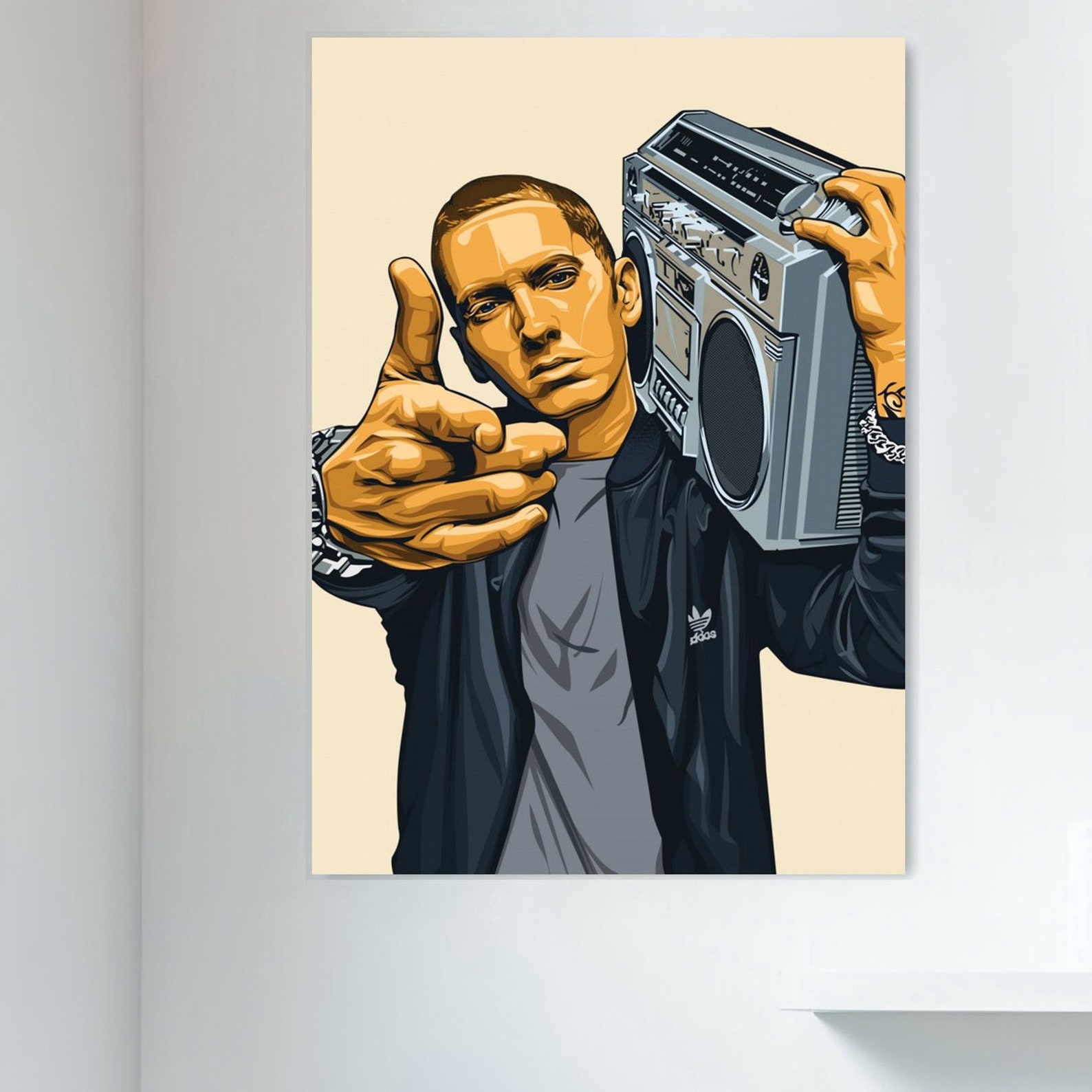 Eminem Holding Boombox Canvas Wall Art 