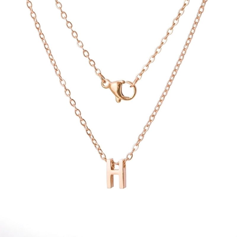 Stainless Steel Rose Gold Plated Minimalist Letter None Pendant Necklace