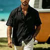 Men's Vacation Cotton-Linen Short-Sleeve Shirt With Chest Pocket by Inlyline