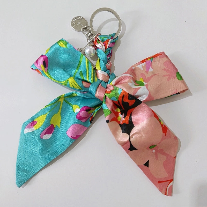 Sweet Minimalist Bow Knot Cloth Metal Unisex Bag Pendant Keychain