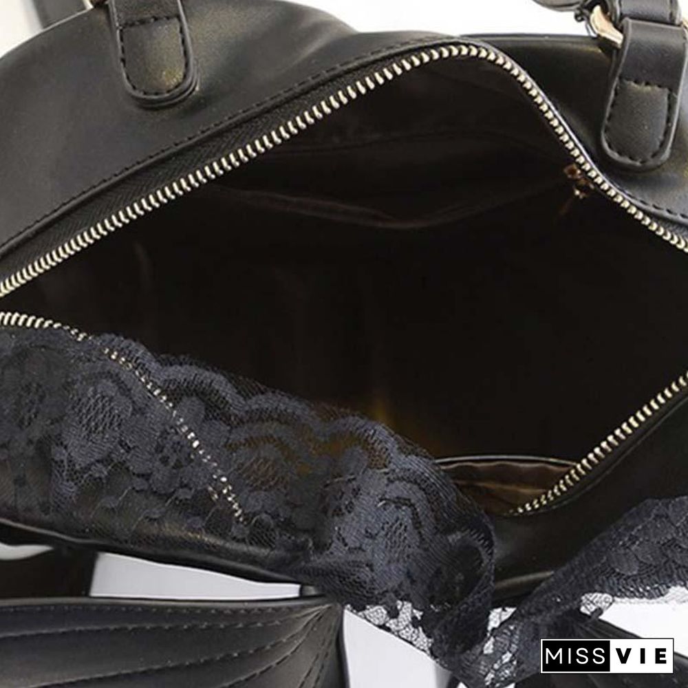 Love Heart Black Angel Devil Bat Wings Lace Backpack