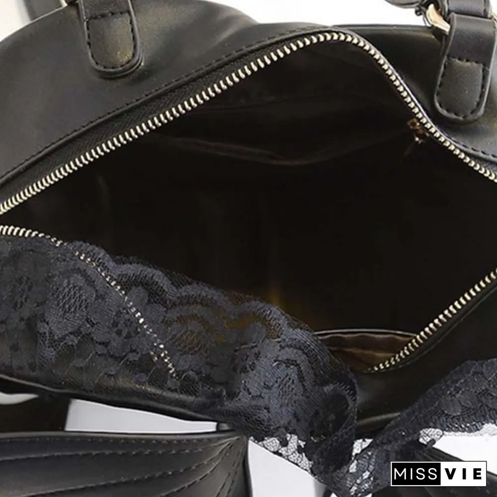 Love Heart Black Angel Devil Bat Wings Lace Backpack