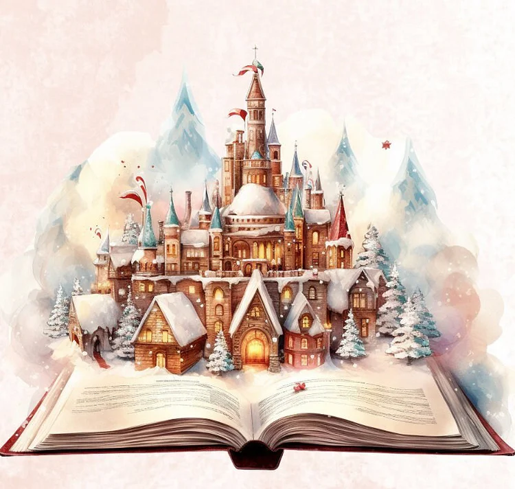 Magic Book Christmas Winter Landscape - Full Round 40*40CM