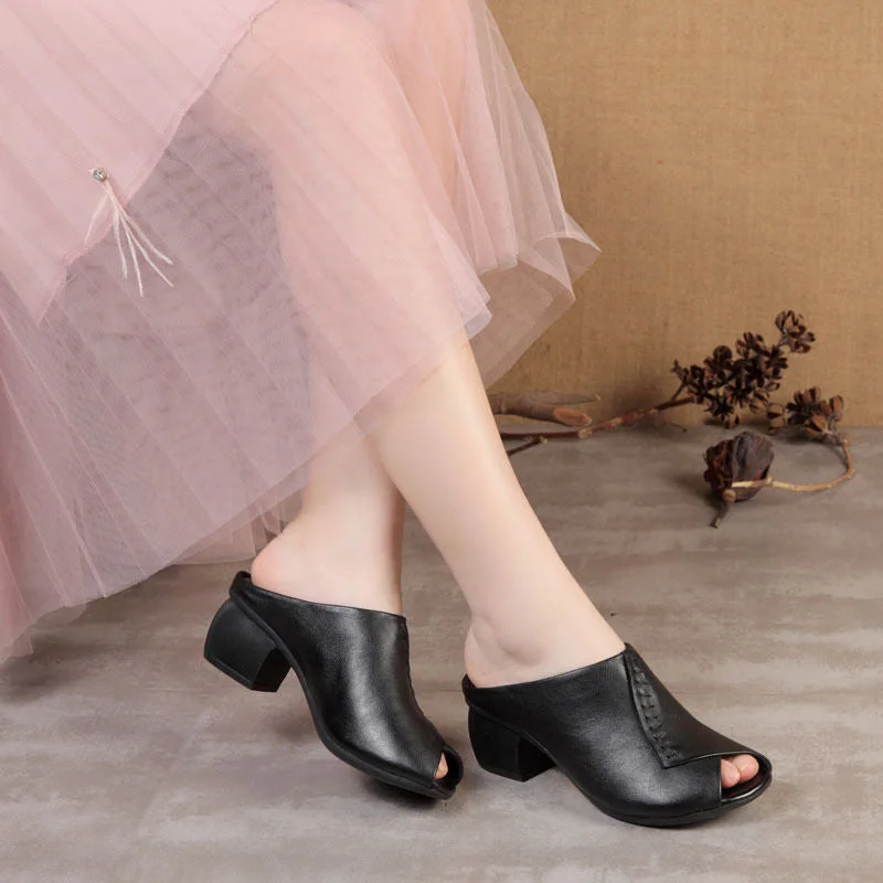 Original Design Women Sandals 2021,Fashion Summer Mid Heels,Peep toe Slippers Shoes,Microfiber Leather,BLACK,BROWN,Dropshipping