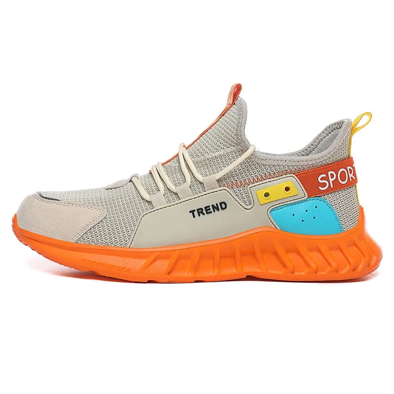 Men's casual shoes fashion breathable outdoor sports walking sneakers light large size orange cool vulcanized running shoes