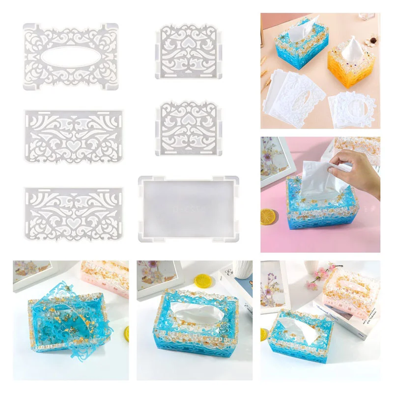 Openwork Patterned Tissue Box Resin Molds
