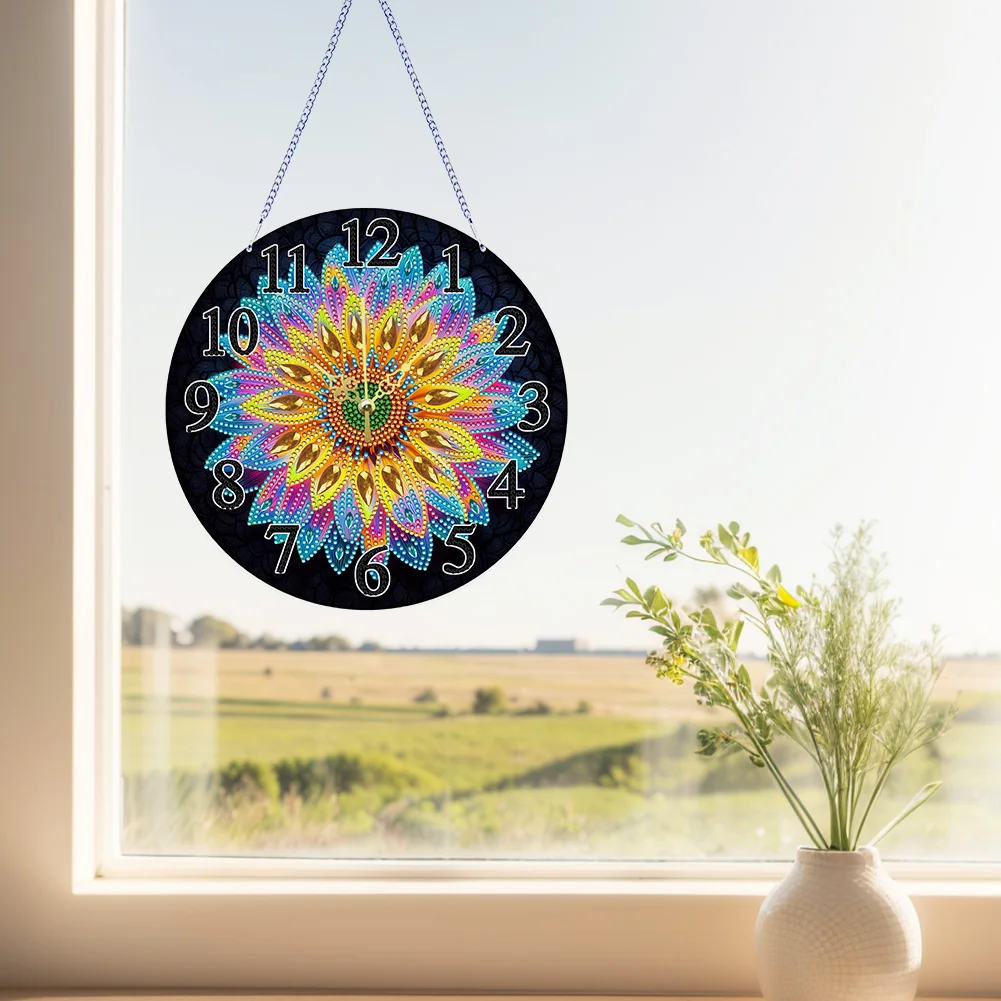 DIY Flower Special Shape Diamond Painting Hanging Clock for Home Decor