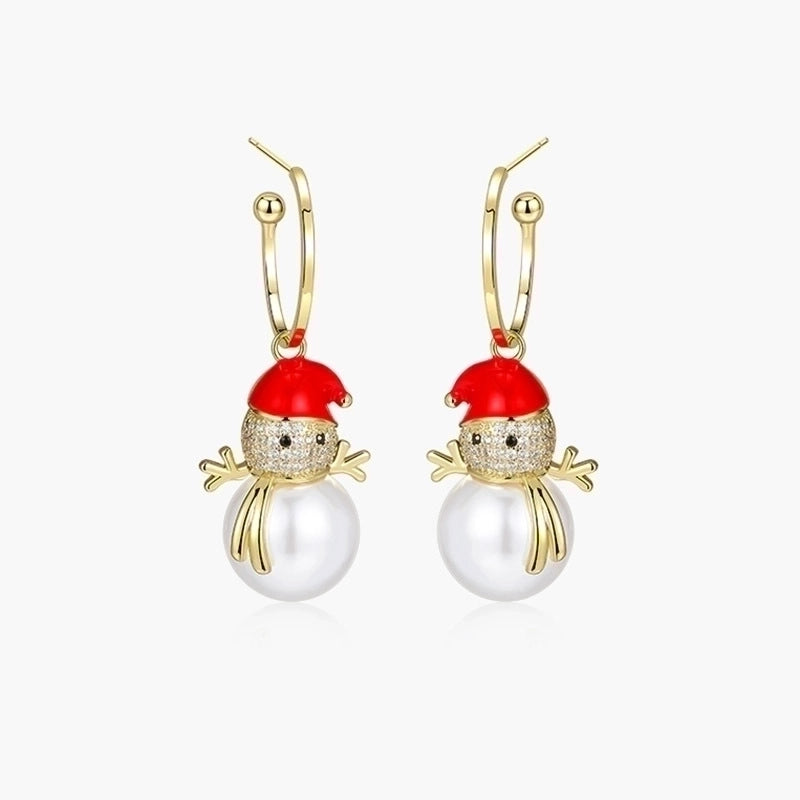 Fashion Christmas Tree Snowman Snowflake Alloy Enamel Rhinestones Women’s Drop Earrings Ear Studs 1 Pair