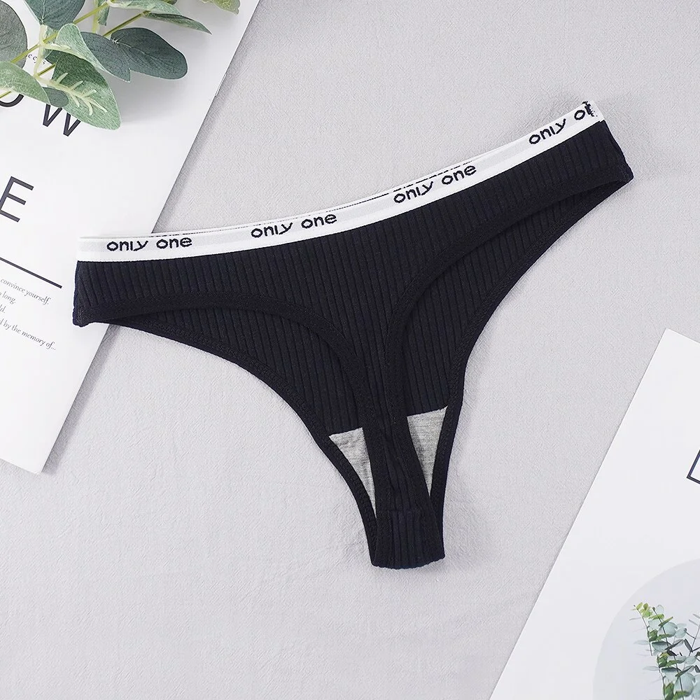 Billionm Women Sexy Lingerie Panties Girls Thong Soft Thread Cotton Panty Text G Strings 7 Colors Underpants Dropshipping