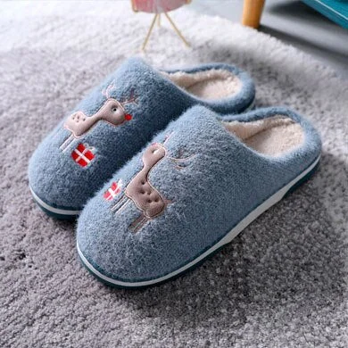 Women's Cute Deer Slippers Candy Color Plush Shoes Women Winter 2021 Indoor Home Keep Warm Female Couple Slippers Comfortable