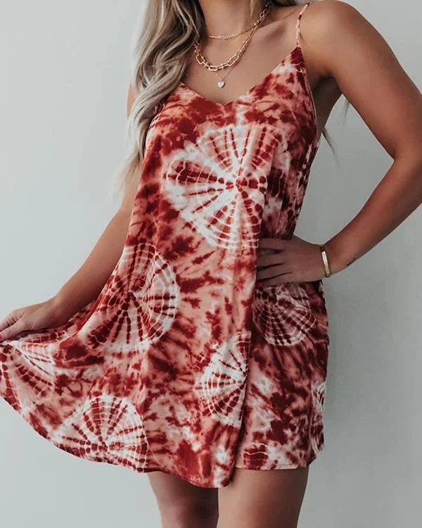 Summer Tie Dye Casual Mini Dress