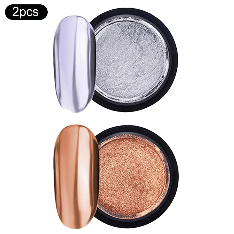 1 Box Rose Sliver Bubble Mirror Powder Metallic Nail Art Glitter iridescent Chrome Dust Sparkling Flakes Pigment Decoration