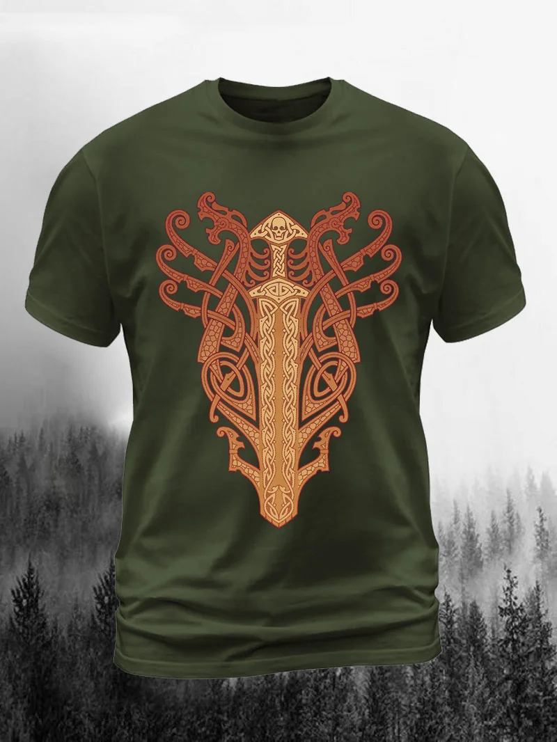 Norse Mythology Sword Of Surt Print Short Sleeve Men's T-Shirt in  mildstyles