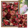 (US Only)Rose Printed Cross Stitch Kit 50x74cm DIY 11CT Thread Art Needlework Home Art
