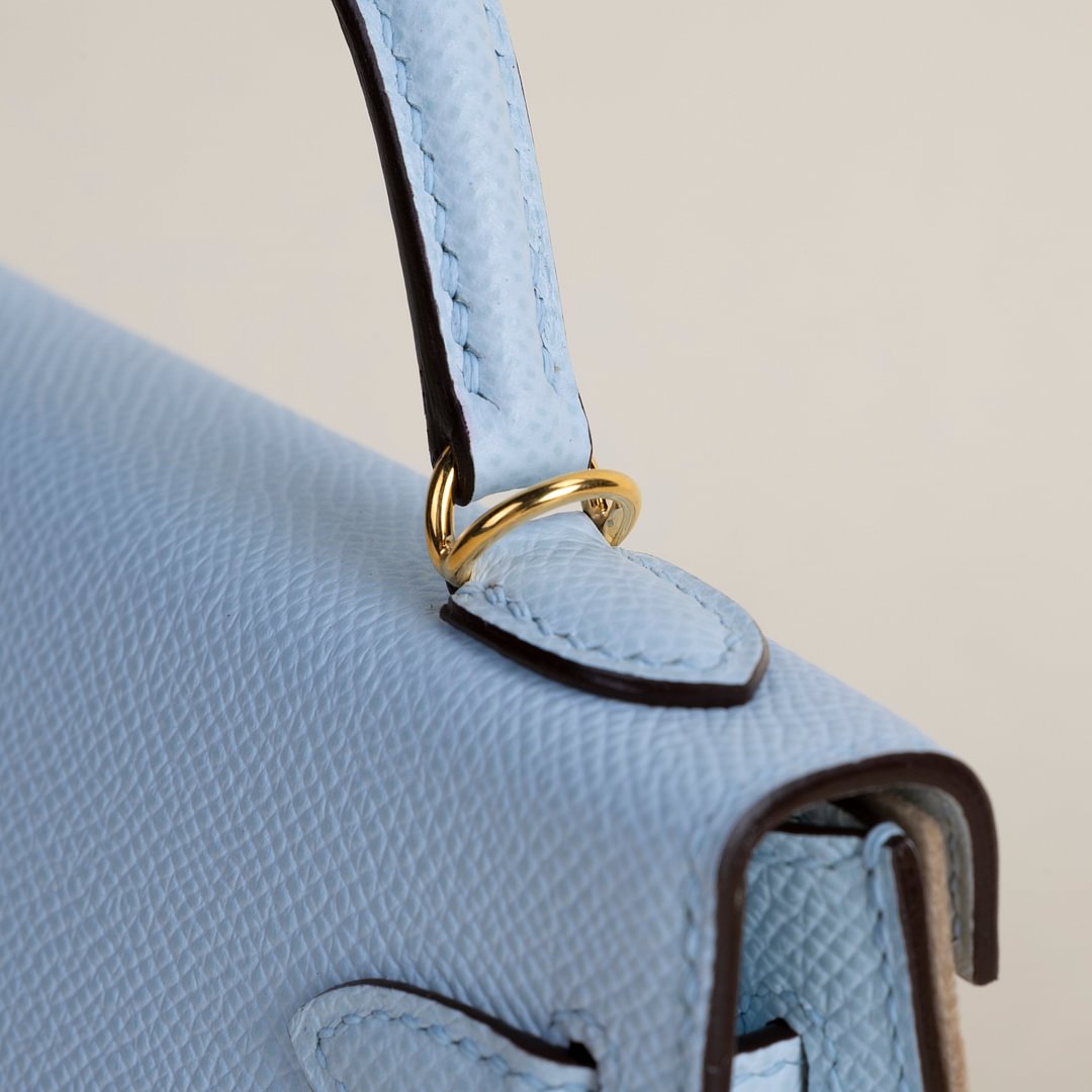 Mini Kelly II Epsom T0 Bleu Brume GHW