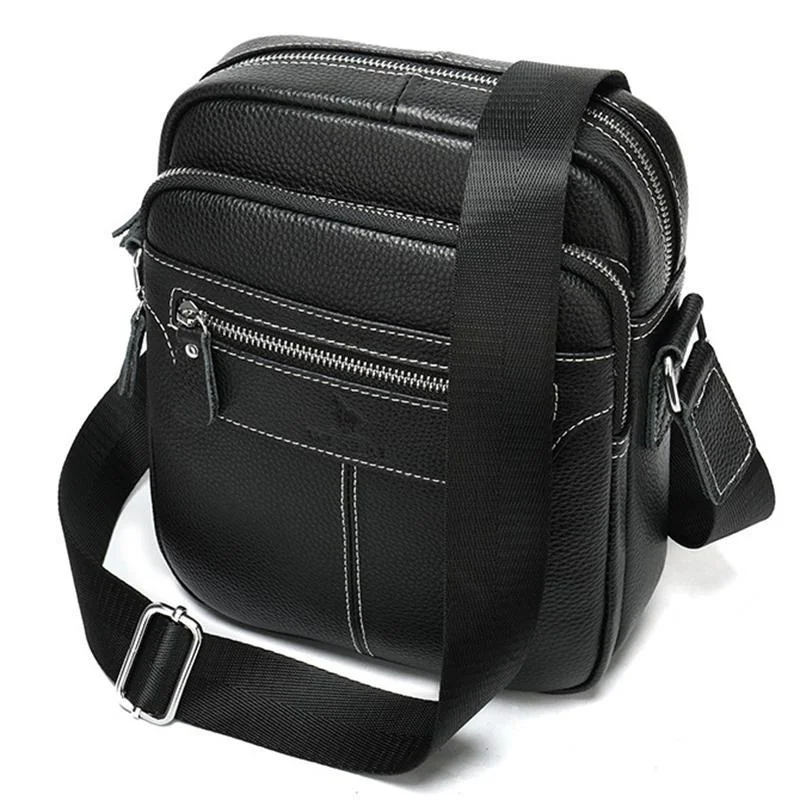 Casual Retro Men's Leather Shoulder Bag Crossbody Bag With Earphone Hole