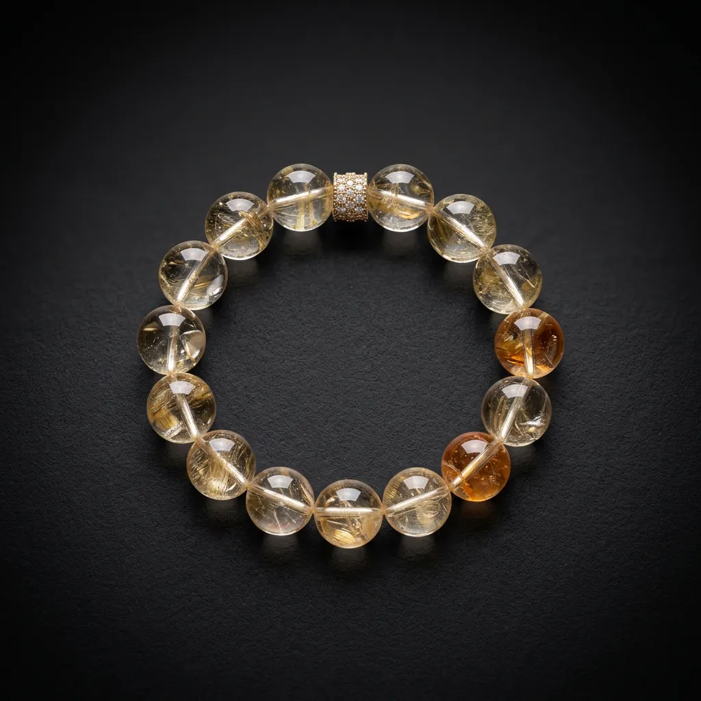 JiStones Radiant Citrine Prosperity Bracelet - Golden Aura Collection Radiant Champagne Gold