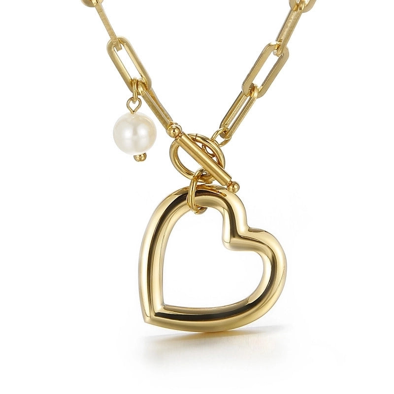 Titanium Steel 18K Gold Plated Fashion Heart