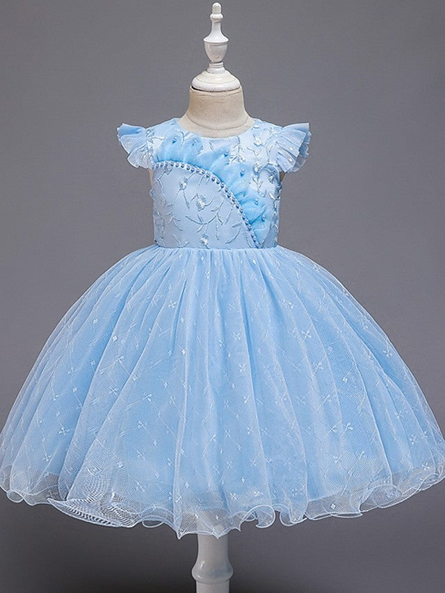 Daisda Ball Gown Cap Sleeve Jewel Neck Flower Girl Dresses Tulle With ...