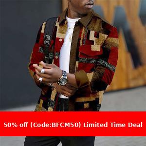 Aonga winter outfits men Men's Double Pocket Creative Multi-Color Diamond-Shaped Barbed Wire Style Printed Pattern Double Pocket Casual aonga