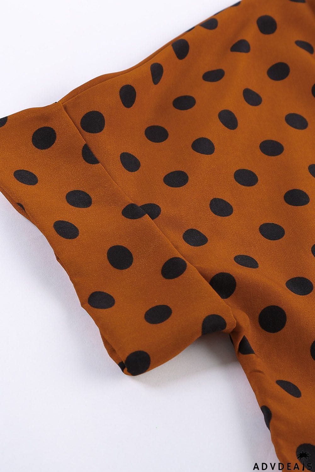 Dotted Print V Neck Drape Front Blouse