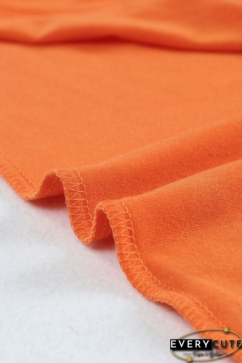 Orange Solid Color Crew Neck Tee