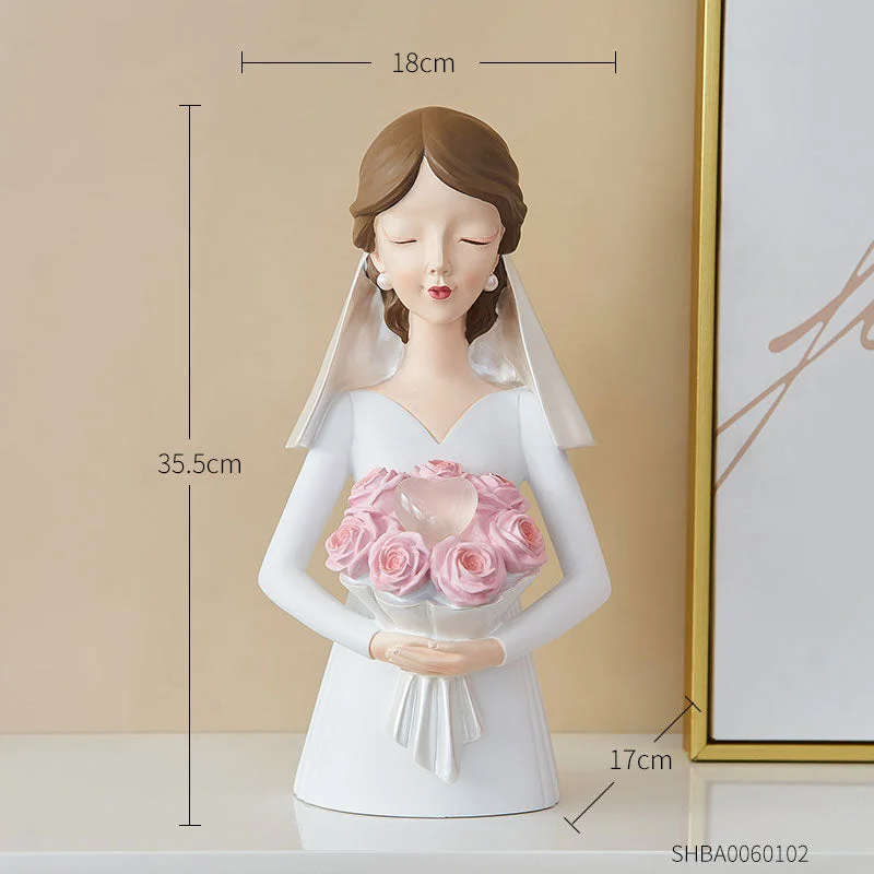 Modern Woman Sculpture Home Decoration Vase Wedding Gifts Office Desk Decoration Living Room Resin Statue Decoration Warm Girl