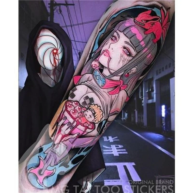 Japanese Dark Comics Evil Kawakami Tomie Double-sided Girl Waterproof Temporary Fake Tattoo Sticker Sleeve Anime Tattoo