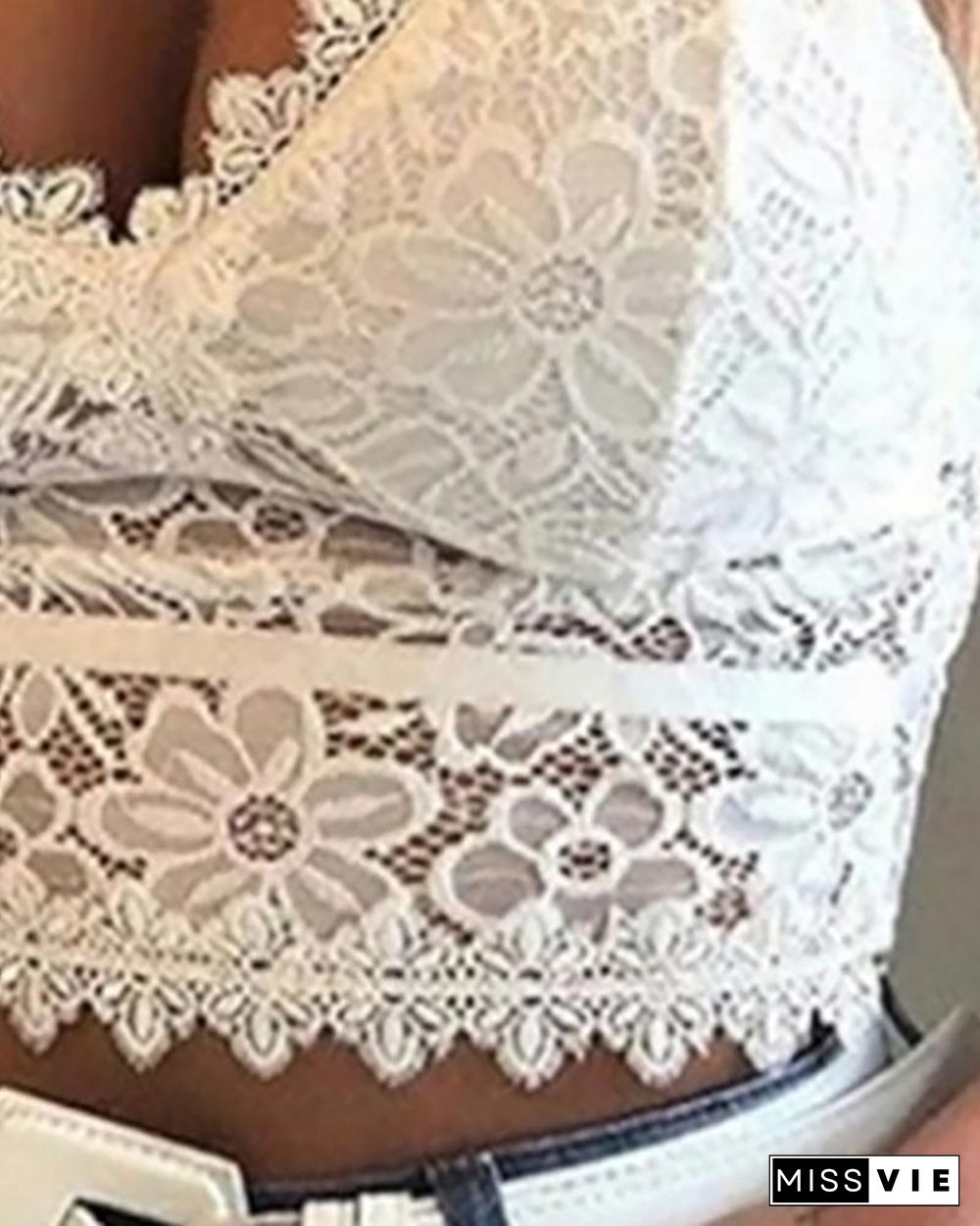 Lace  Hollow Out Spaghetti Strap Top