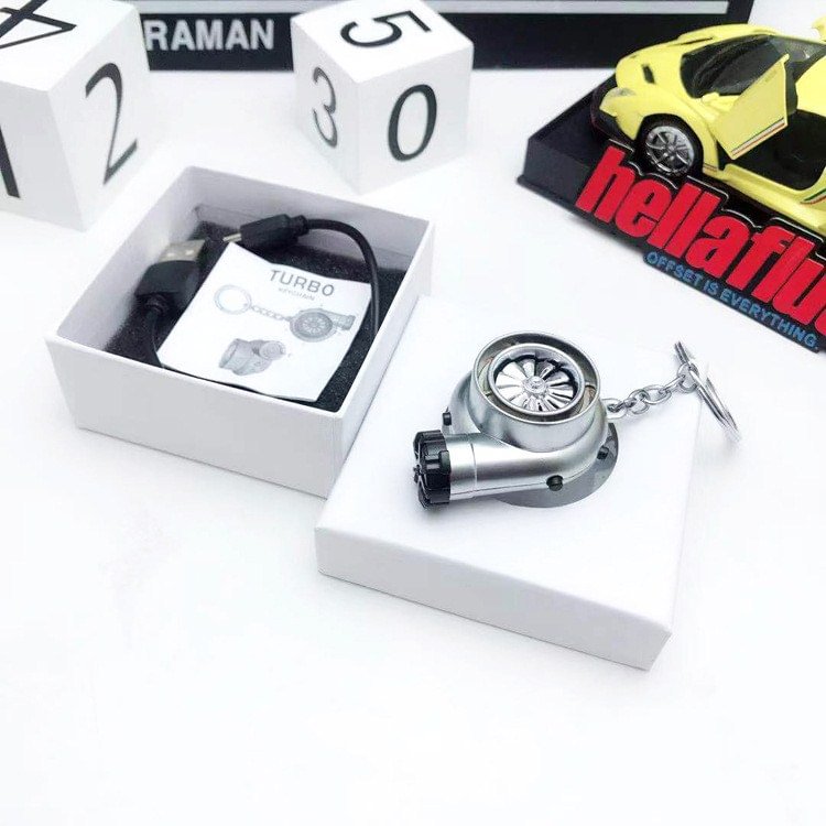 ToyTime Turbine Keychain Lighter EDC Turbo USB Charging Keychain Metal Turbo Shape Keychain Lighter Creative Gifts Fidget Toy