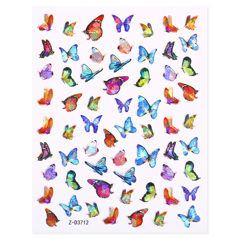 1 Sheet Nail Art 3D Nail Sticker Butterfly Colorful Nail Decals Fairy Tales Nail Transfer Decals Nail Decorations DIY Design