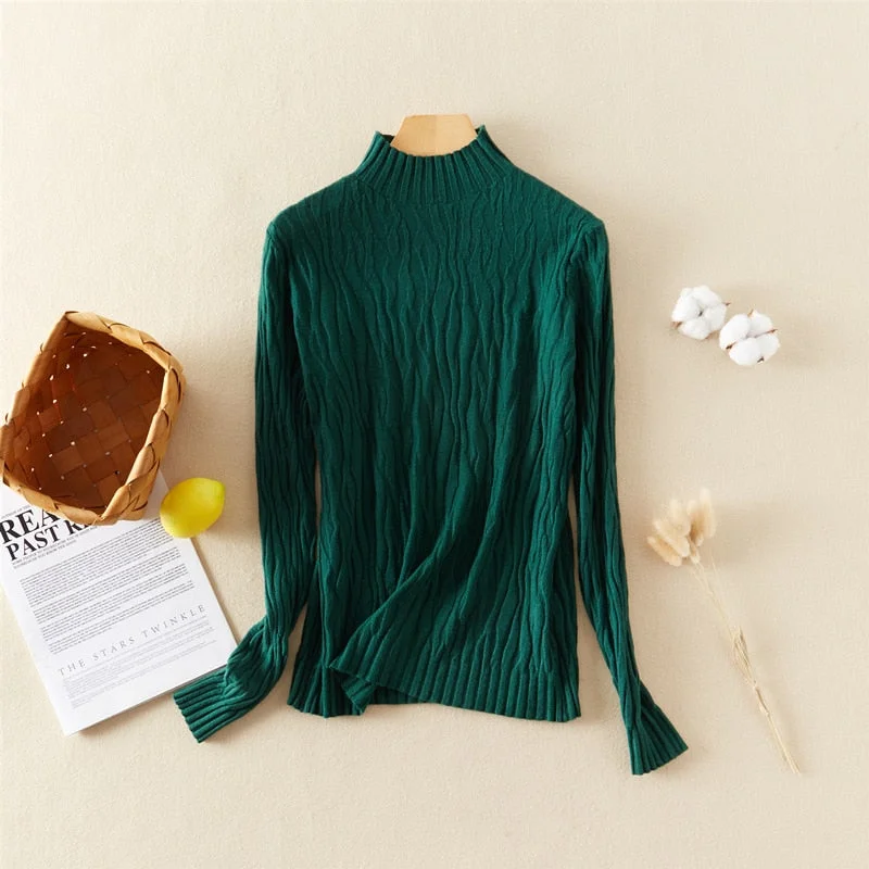 Marwin New-Coming Spring Autumn Tops Solid Slim Turtleneck Pullovers Female Thick Soft Knitted High Street  Women Sweater