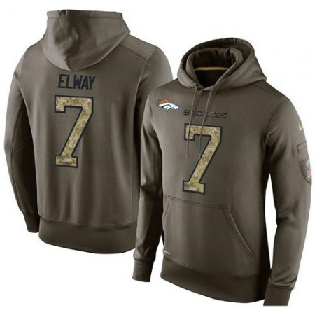 NFL Men's  Denver Broncos #7 John Elway Stitched Green Olive Salute To Service KO Performance Hoodie