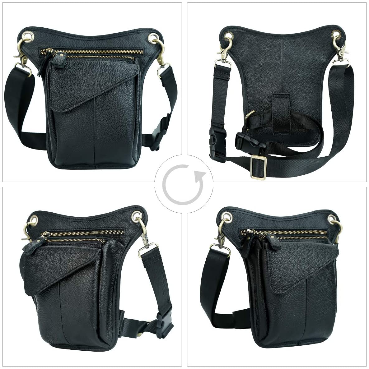 Genuine Leather Men's Drop Leg Pouch Tools Bags Tactical Leg Bag Purse Fanny Pack Thigh Bags Bike Cycling Hip Bag Waist Pack
