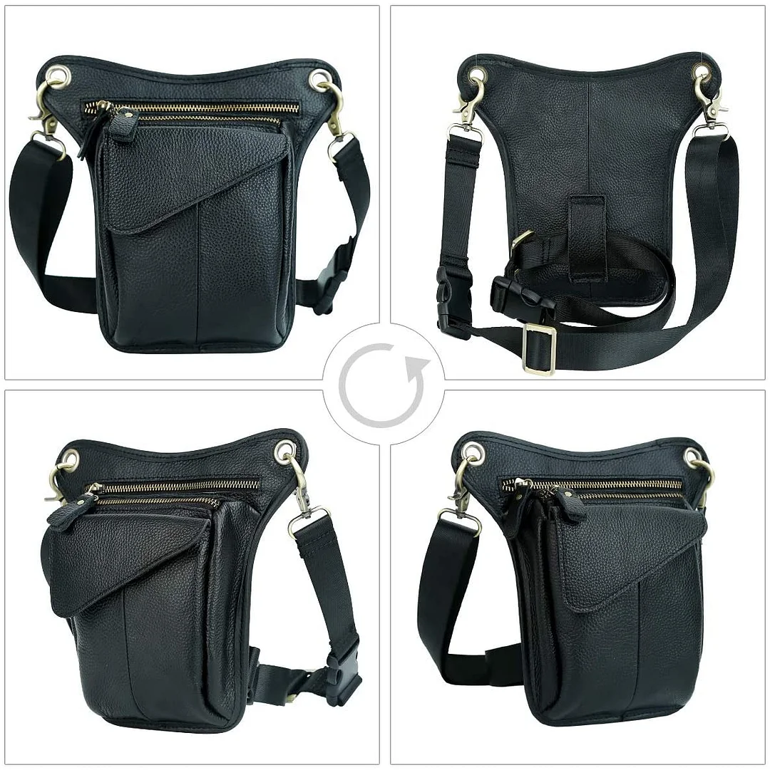 Genuine Leather Men's Drop Leg Pouch Tools Bags Tactical Leg Bag Purse Fanny Pack Thigh Bags Bike Cycling Hip Bag Waist Pack