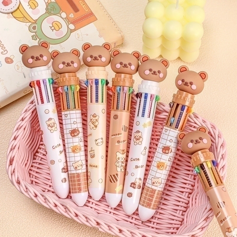 Cute Cartoon Bear Pressing 10-color Ballpoint Pen