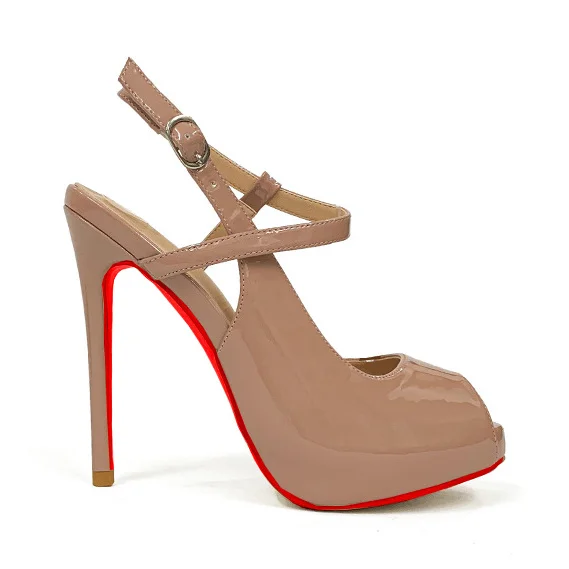 120mm Women's Hot Chick Sling Back Heels Platform Peep Toe Party Wedding Sandals Red Bottoms Pumps-MERUMOTE