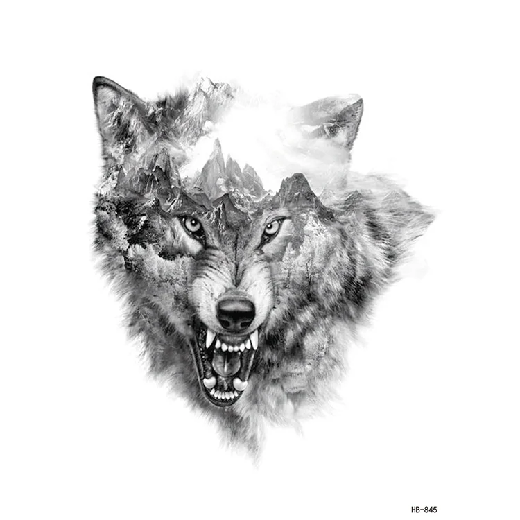 Sdrawing Temporary Tattoos Man Forest Color Painting Tattoo Sticker Tiger Wolf Fake Tattoo for Women Tatto Sleeves for Arm