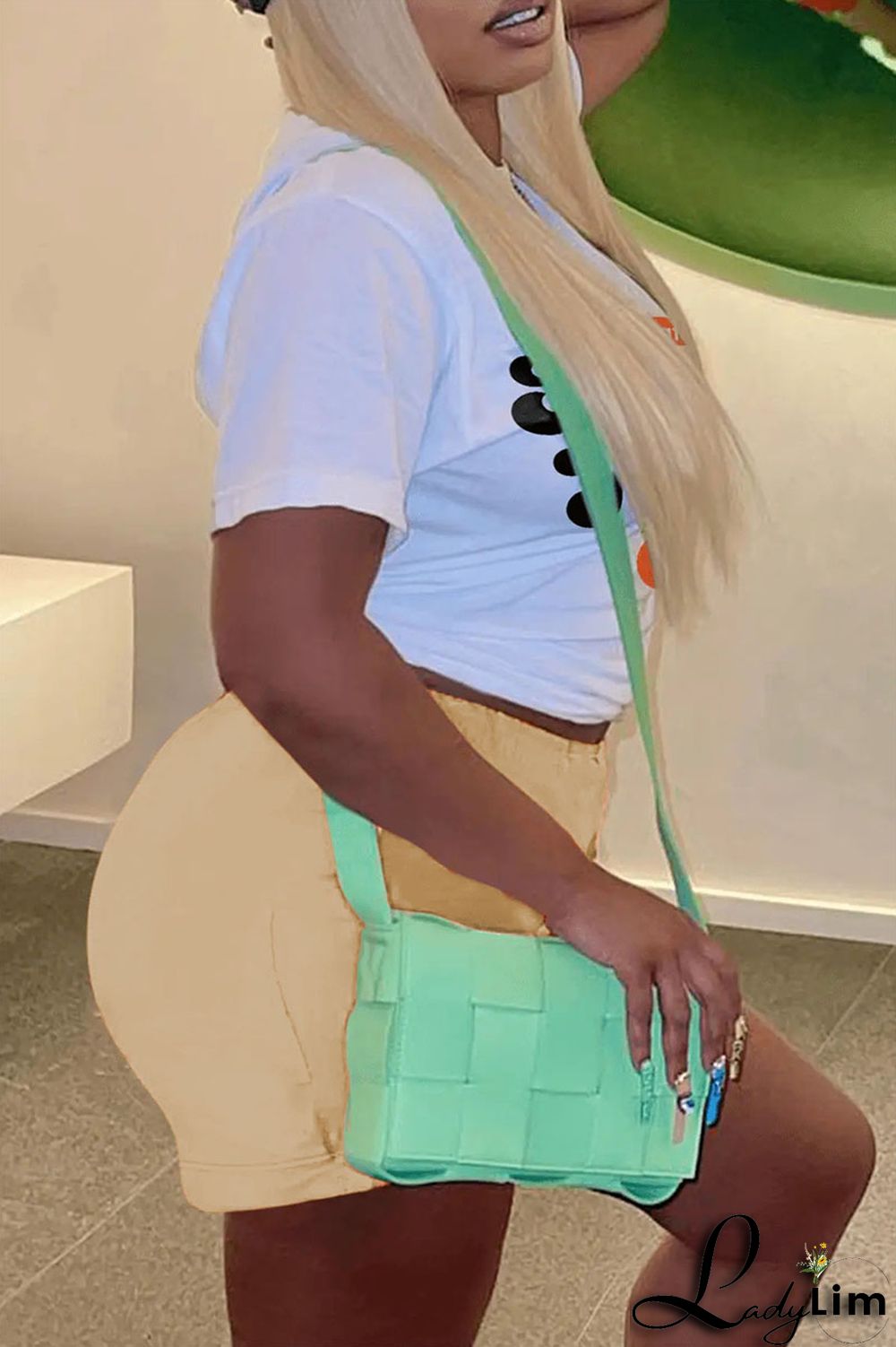 Rose Red Casual Print Patchwork O Neck Short Sleeve Two Pieces