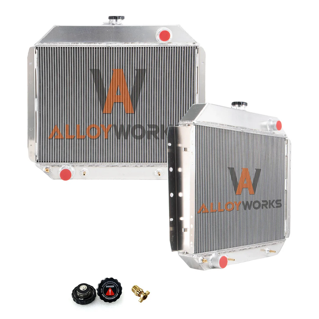 Alloyworks Ford 3 Row Aluminum Radiator For 1966-1979 F150 F250 F350 Bronco 4.7L 5.0L 7.5L I6 V8 Truck 26'' H x 29.5'' W
