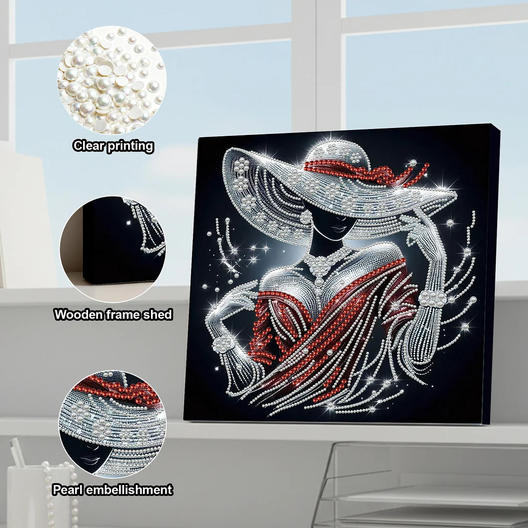 Elegant Lady - DIY Pearl Diamond Art Kit With Frame 30*30cm