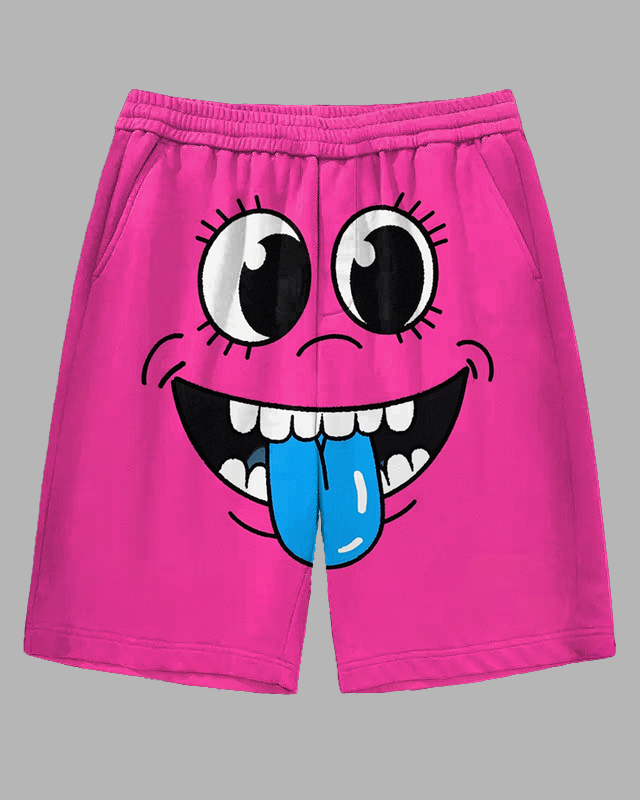 Men's Big Size Street Fashion Funny Grimace Printed Outdoor Casual Shorts
