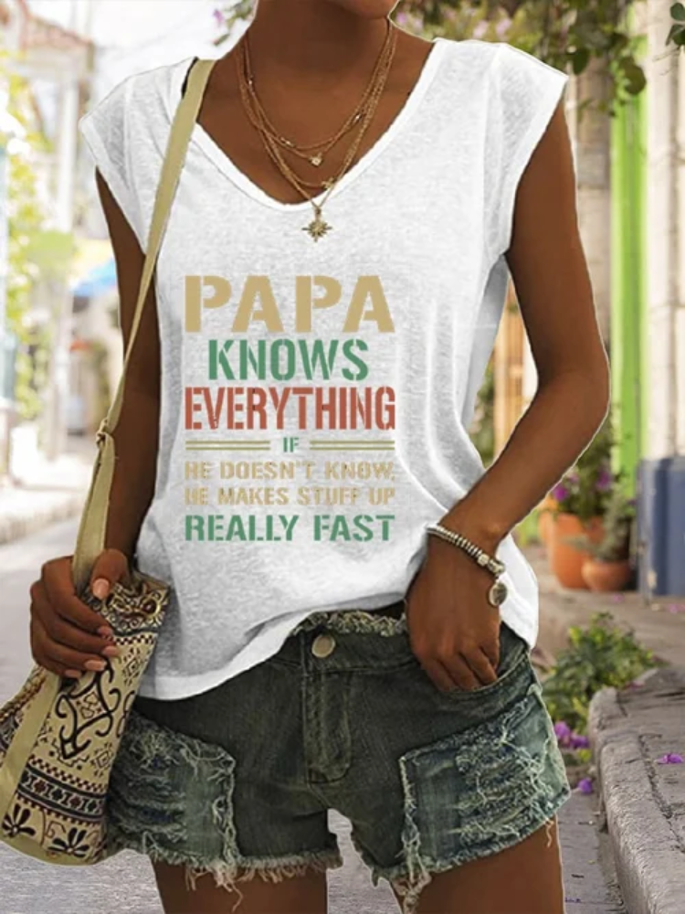 Comstylish Women's Father's Day Papa Knows Everything Print Tank Top