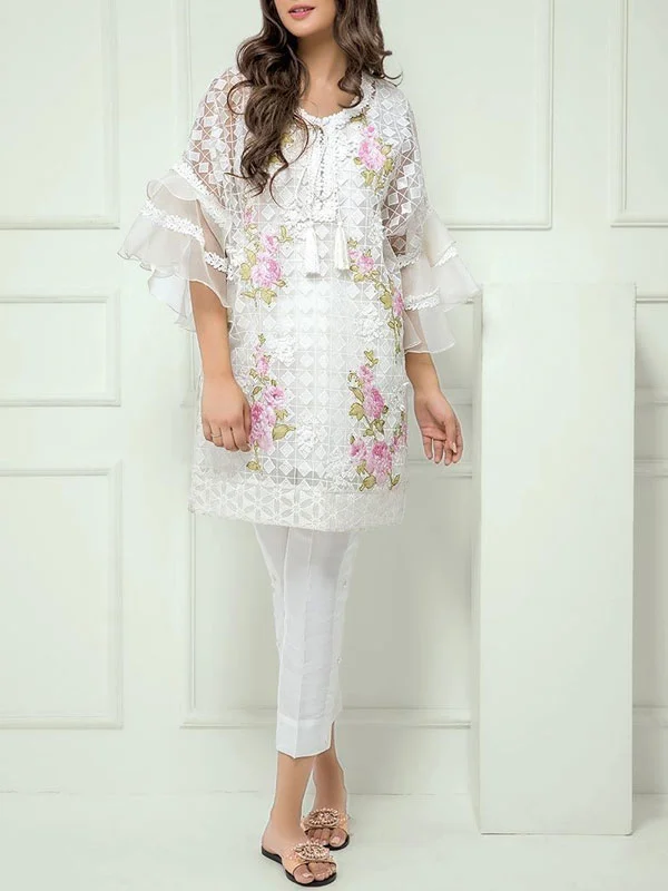 Simple designer women's suit with frill sleeves