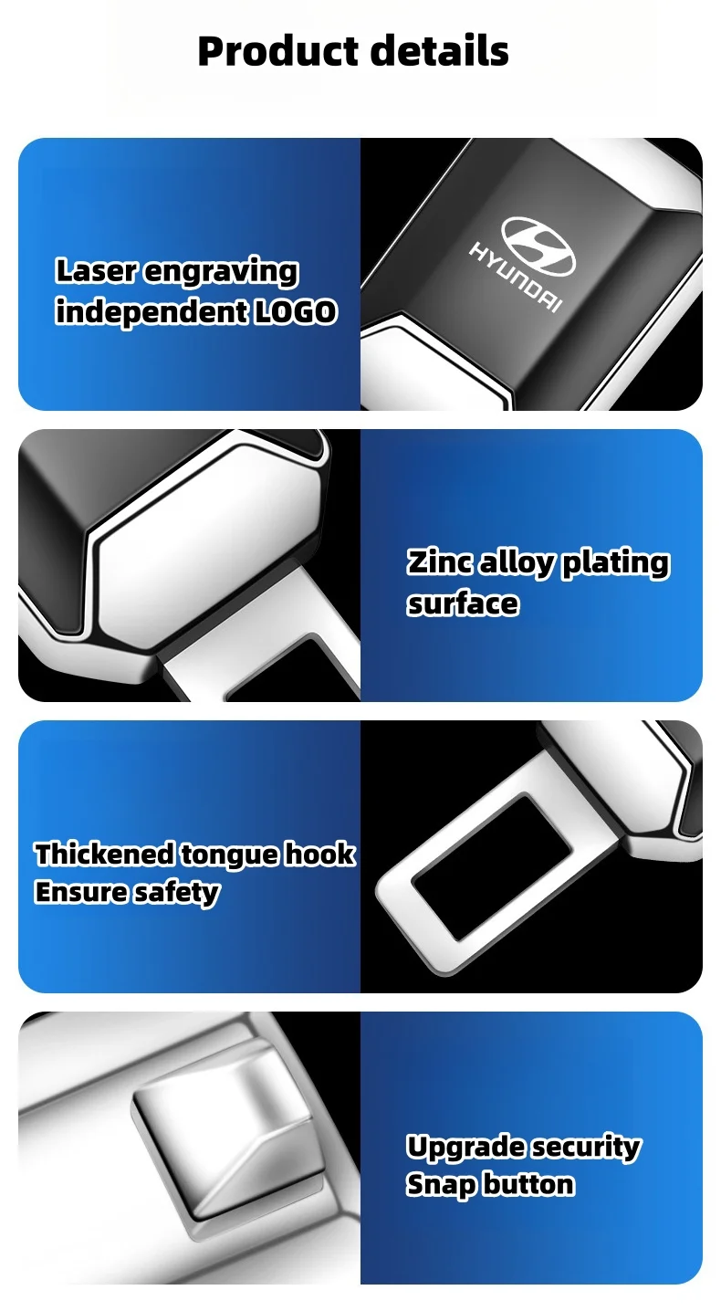 Vehicle-mounted zinc alloy electroplated safety belt extension buckle