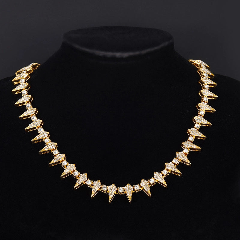 Hip Hop Necklace Jewelry Hiphop Zinc Alloy Rhinestone Cuban Link Chain Necklace Couple Trendy Brand