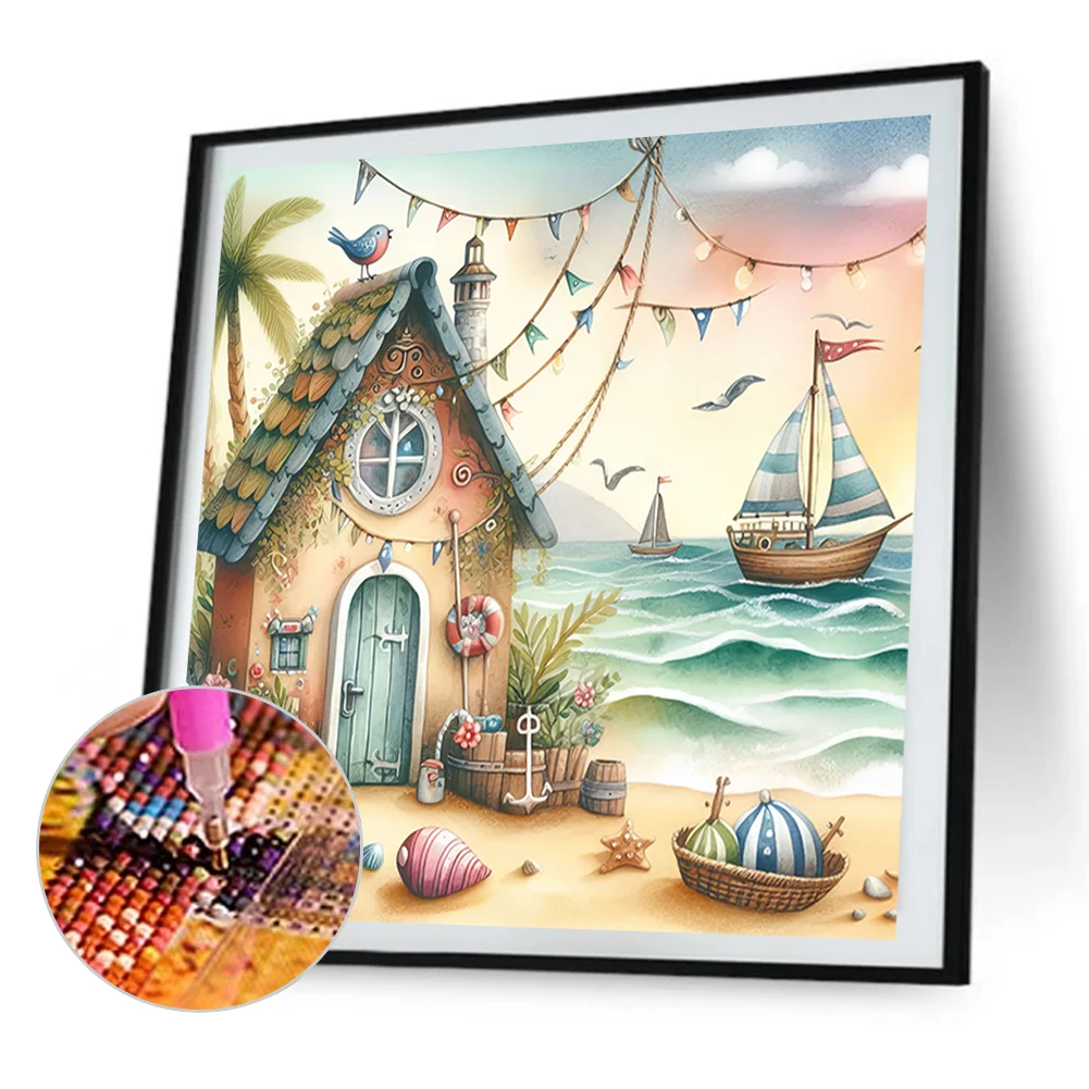 Partial AB Diamond Painting - Full Round Drill - House(Canvas|45*45cm)